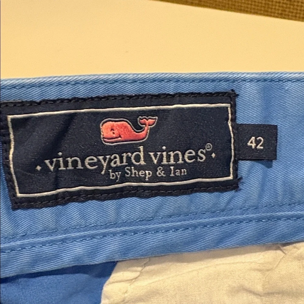 Vineyard Vines - Men's Breaker Short. Embroidered Fish Skeleton.  Blue. Size 42